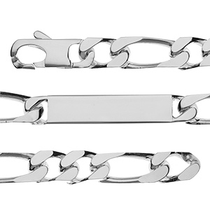 Gourmette en argent maille figaro 1+2 largeur 10mm et longueur 21cm