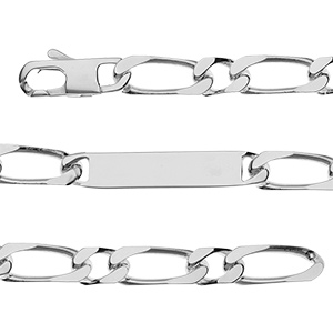 Gourmette en argent maille figaro 1+1 largeur 9mm et longueur 21cm