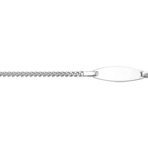 Gourmette pour bébé en argent maille serrée avec plaque ovale – largeur 2mm et longueur 13cm + 2cm de rallonge