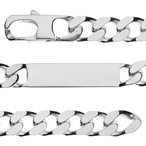 Gourmette en argent maille serrée largeur 11mm et longueur 22cm