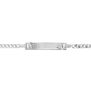 Gourmette pour bébé en argent maille serrée avec diamantage étoilé dans les coins – largeur 3mm et longueur 14cm + 2cm de rallonge