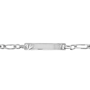 gourmette pour bébé en argent maille 1+1 avec diamantage étoilé dans les coins - largeur 3mm et longueur 14cm + 2cm de rallonge