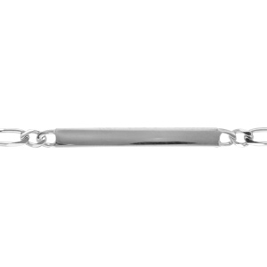 Gourmette pour enfant en argent rhodié maille figaro 1+1 largeur 3mm et longueur 14cm + 2cm de rallo