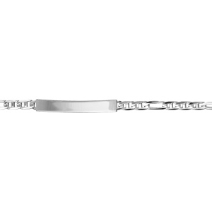 Gourmette pour bébé en argent rhodié maille marine 1+3 longueur 12,5cm + 1,5cm de rallonge