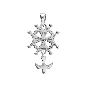 Pendentif croix Huguenote en argent petit modèle