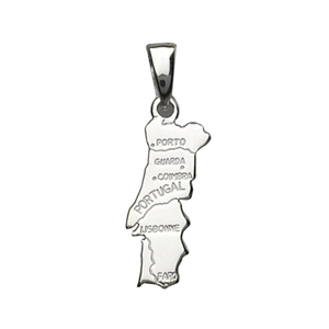 Pendentif en argent carte du Portugal petit modèle