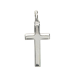 Pendentif croix en argent rhodié plate et lisse