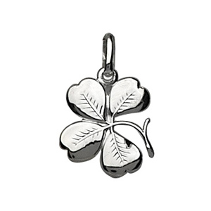 Pendentif en argent trèfle à quatre feuilles nervuré