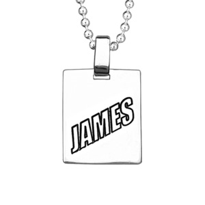 Collier en argent Plaque militaire à graver rectangulaire avec chaîne boule