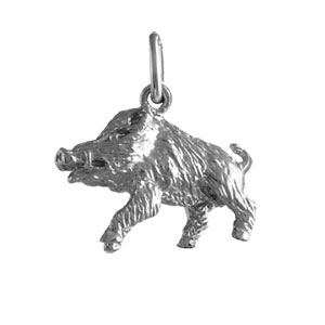 Pendentif en argent sanglier