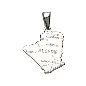 Pendentif en argent carte d’Algérie