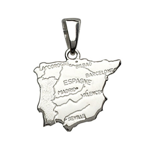 Pendentif en argent carte d’Espagne