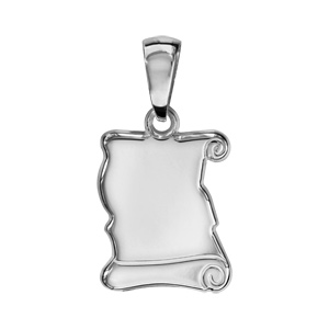 Pendentif en argent parchemin à graver moyen modèle - plaque prestige