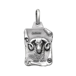 Pendentif en argent vieilli parchemin zodiaque Bélier