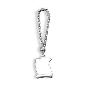 Porte-clef en argent parchemin à graver – grand modèle