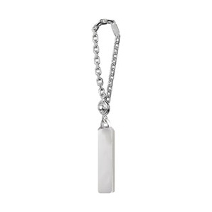 Porte-clef en argent plaque rectangulaire longue à graver