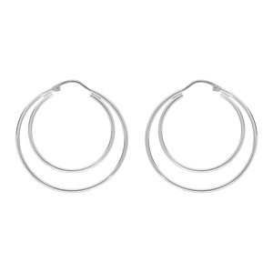 Créoles en argent platiné double anneaux 38mm et 25mm