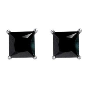 Boucles d’oreilles en argent rhodié oxyde carré noir grand modèle et fermoir poussette