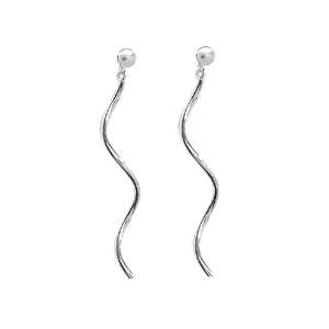 Boucles d’oreilles pendantes en argent zig-zag suspendu et fermoir poussette