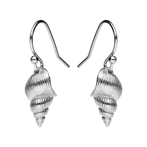 Boucles d’oreille pendantes en argent rhodié coquillage et fermoir crochet