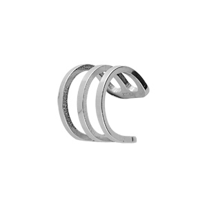 Boucles d’oreille manchette en argent rhodié motif 3 rangs (à l’unité)