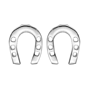 Boucles d’oreille en argent rhodié fer à cheval et fermoir poussette