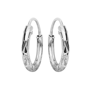 Créoles en argent platiné diamantée étoile diamètre 7mm