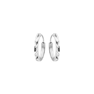 Créoles en argent platiné face plate diamantée étoile diamètre 11mm