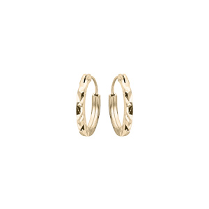 Créoles en argent et dorure jaune face plate diamantée étoile 11mm