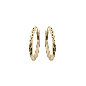 Créoles en argent et dorure jaune face plate diamantée étoile 15mm