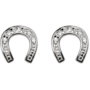 Boucles d’oreilles en argent fer à cheval orné d’oxydes blancs et fermoir poussette