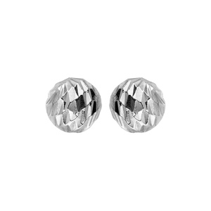 Boucles d’oreille en argent rhodié boule diamantée 5mm et fermoir poussette