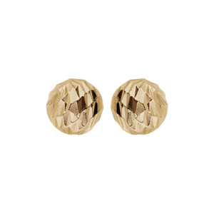Boucles d’oreille en argent et dorure jaune boule diamantée 5mm et fermoir poussette