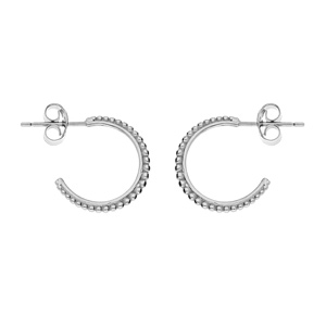 Créoles en argent rhodié avec motif boule et fermoir poussette