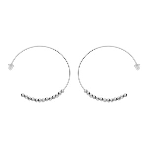 Créoles en argent rhodié fil lisse avec boules lisses