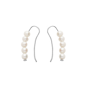 Boucles d'oreille en argent rhodié rand Perles de culture d'eau douce et fermoir crochet