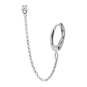Boucles d’oreille « Ear Cuff » en argent rhodié chaînette avec créole (unitaire)