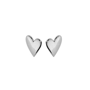 Boucles d’oreille en argent rhodié coeur et fermoir poussette