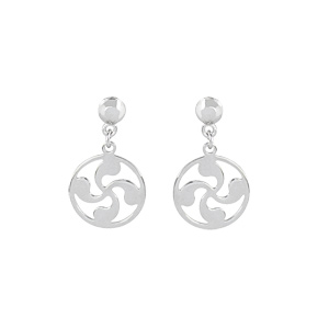 Boucles d&rsquo;oreille en argent rhodié croix Basque suspendu 10mm et fermoir poussette