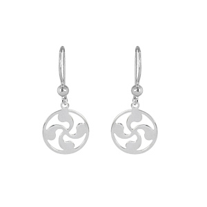 Boucles d'oreille en argent rhodié croix Basque 14mm et fermoir crochet