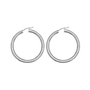 Créoles en Argent fil lisse en 4mm et diamètre 45mm