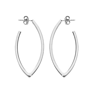 Créoles en argent rhodié forme ovalisée