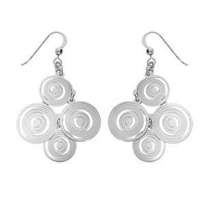 Boucles d’oreille en argent rhodié motif multi cercles et fermoir crochet