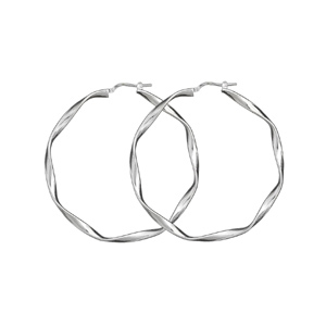 Créoles en argent torsadées diamètre 56mm