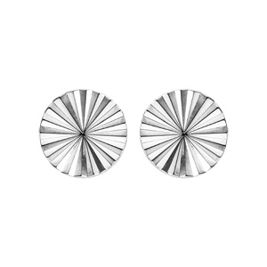 Boucles d'oreille en argent rhodié disque ethnique 8mm et fermoir poussette