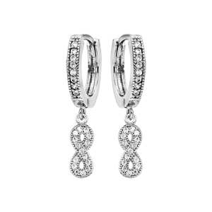 Créoles en argent rhodié avec pampille infini et oxydes blancs