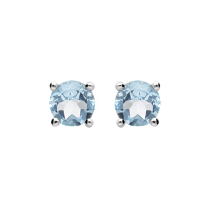 Boucles d’oreille en argent rhodié avec véritable Topaze bleu 4mm et fermoir poussette