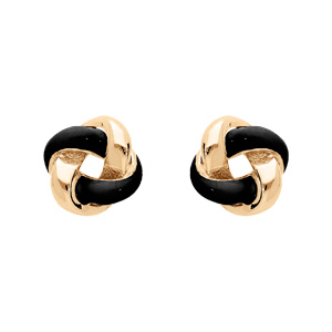 Boucles d'oreille en argent doré rosas dorée et noire et fermoir poussette