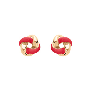 Boucles d'oreille en argent doré rosas dorée et rouge et fermoir poussette