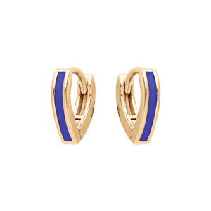 Boucles d’oreille en argent doré anneau forme V bleu